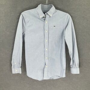 Vineyard Vines Whale Shirt Boys‎ Sz M 12-14 Blue Oxford Button Down Preppy